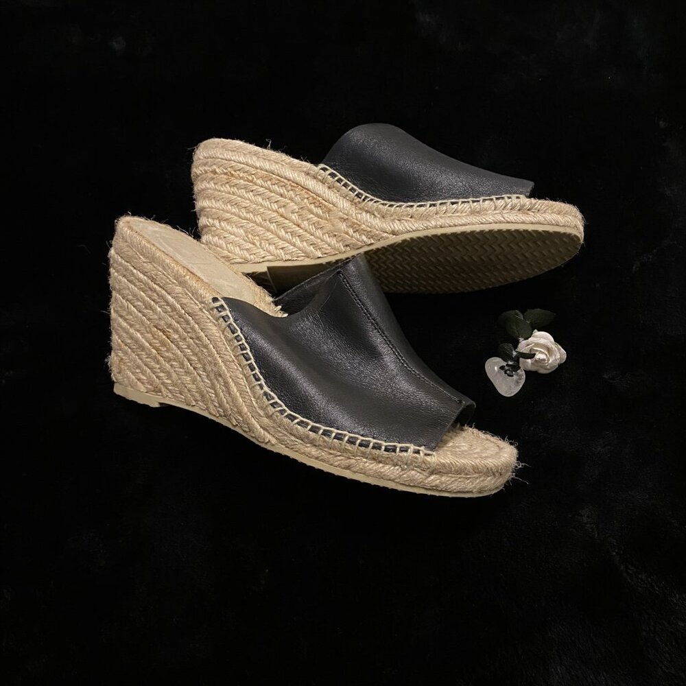 GAP Slide Espadrille Wedges Black Sz 7.5